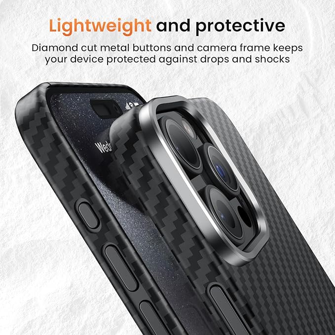 Diaclara Slim Magnetic Series Designed for iPhone 15 Pro Max Case 6.7'',[1500D Aramid Fiber] [Built in Magnet Ring], Protective Shockproof Bumper for iPhone 15 ProMax, Black