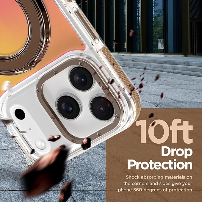 MOWIME Magnetic for iPhone 17 Pro Max Case with Stand [Compatible with Magsafe] [Fashion Fluorescent Design] [1 Screen Protector] Slim Translucent Matte Case for iPhone 17 Pro Max 6.9" 2025, Desert