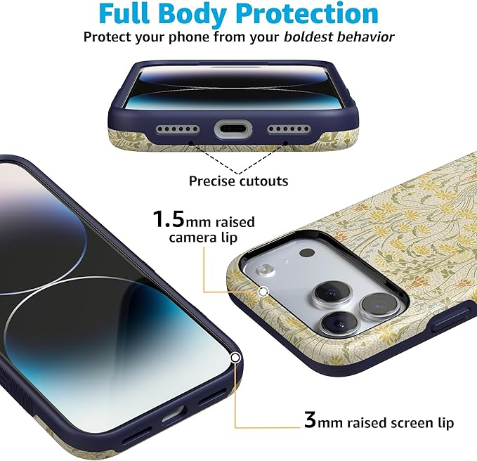 Casely iPhone 17 Pro Case | Boho Blooms | Golden Floral | Compatible with MagSafe | Bold Protective Design
