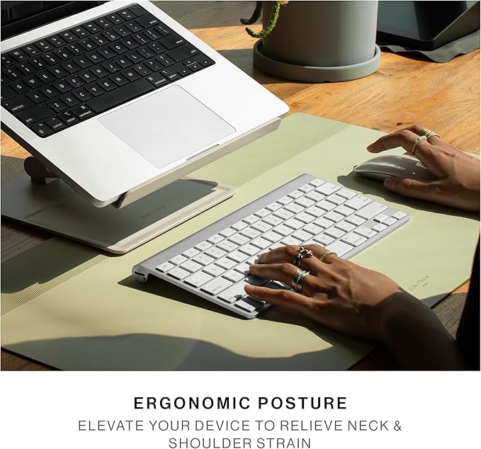 Native Union Desk Laptop Stand – Height Adjustable Ergonomic Computer Stand – Compatible with MacBook Air/Pro, iPad, Dell, HP, Lenovo, Microsoft Surface & Laptops & Tablets Up to 5kg (Slate Green)