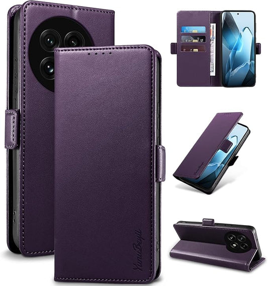 Wallet Flip Case for OnePlus 13 5G - [RFID Blocking] Luxury PU Leather Card Holder Magnetic Phone Cover with Kickstand,Shockproof Protective Case,Purple