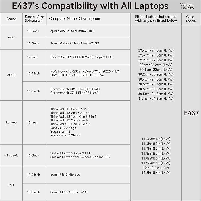 Smatree 13.8 inch Laptop Sleeve for Microsoft Surface Laptop2024/Surface Laptop for Business Copilot+PC, Case with Accessory Pocket, YKK Zipper (E437)