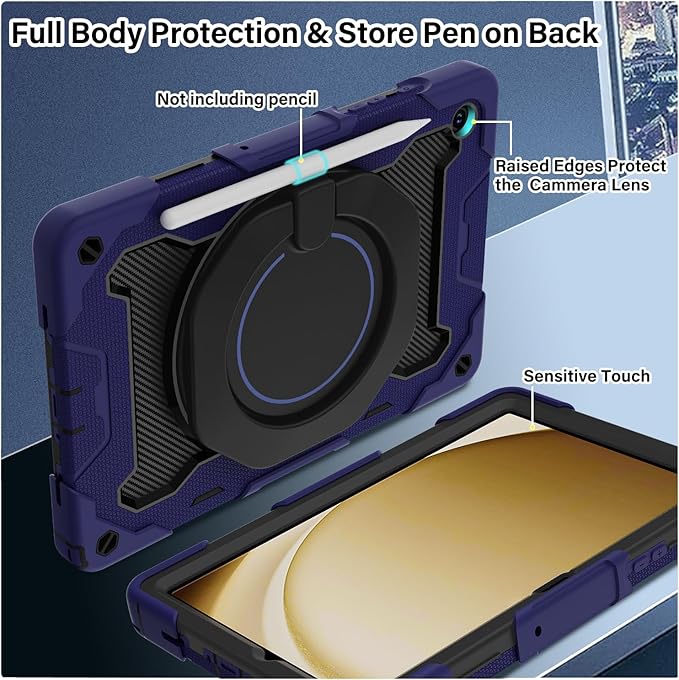 ROISKIN Case for Galaxy Tab A9 Plus 5G/ A9+ 11 Inch with HD Screen Protector & Shoulder Strap,Heavy Duty Military Case for Samsung Galaxy A9 Plus SM-X210/X216/X218 - Rotating Stand for Kids