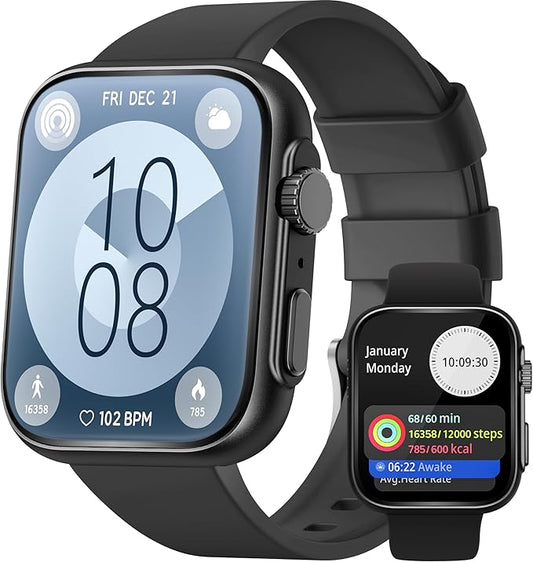 Smart Watch for Men Women [46mm], Bluetooth Call, Sleep & Stress Tracking, 120+ Sports Modes, GPS Activity Tracker, Water Resistant (Black)