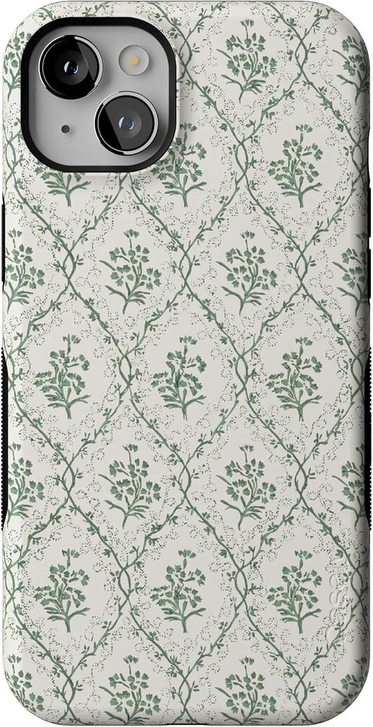 Casely iPhone 14 Case | Sage Tapestry | Floral Vines | Compatible with MagSafe | Bold Protective Design
