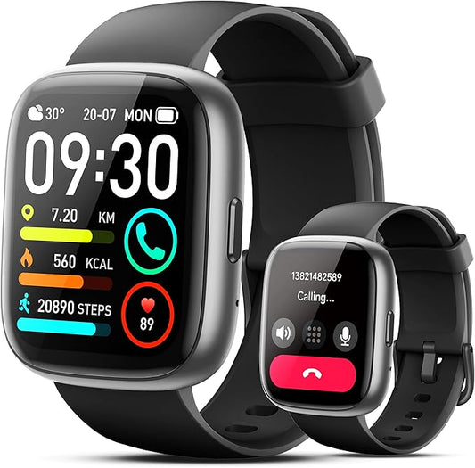 Smart Watch with Alexa Built-in, 1.83" HD Touchscreen Fitness Tracker with Bluetooth Calling, Fitness Watch with Heart Rate/Sleep Monitor, 120+ Sports Modes, IP68 Waterproof Smartwatch for Android iOS