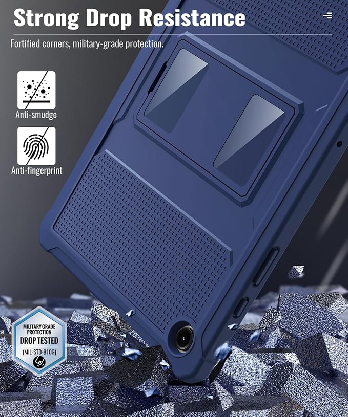 MoKo Case Fit Galaxy Tab A9 Plus 11-Inch 2023 (SM-X210/X216/X218), Shockproof Full Body Rugged Stand Back Cover Built-in Screen Protector Fit Galaxy Tab A9+ 11" 2023, Sea Blue