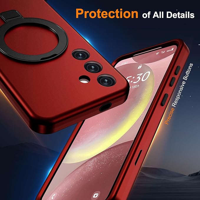 Designed for Samsung Galaxy S24 Plus Case with Magnetic Ring Stand [Compatible with Mag-Safe][Military Grade Drop Protection][Build in Kickstand] Shockproof S24+ Phone Case 6.7",Red