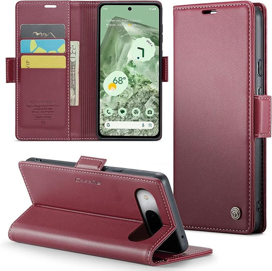 for Google Pixel 8A Case, Premium PU Leather Wallet Case Flip Cover with [RFID Blocking][Card Holder][Stand Function] Shockproof Protective for Google 8A, Red