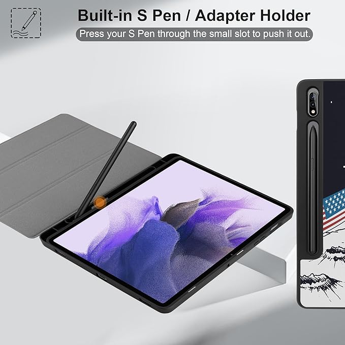 Case for Samsung Galaxy Tab S8 2022 & S7 2020, Shockproof Tablet Case for Samsung Tab S8/S7 11 inch with Auto Sleep/Wake & Trifold Stand & Soft TPU Back Cover, Astronaut & Moon