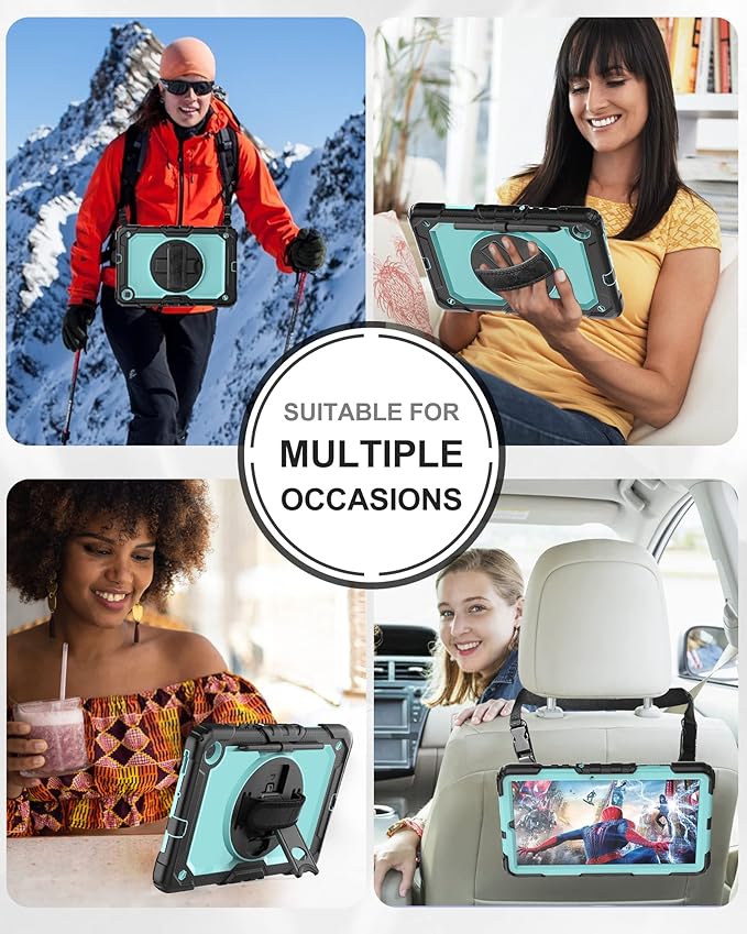 Tablet Case for Samsung Galaxy Tab S6 Lite 10.4 inch 2024/2022/2020 [with Tempered Glass Screen Protector], Rotating Kickstand/S Pen Holder/Shoulder & Hand Strap (SkyBlue)