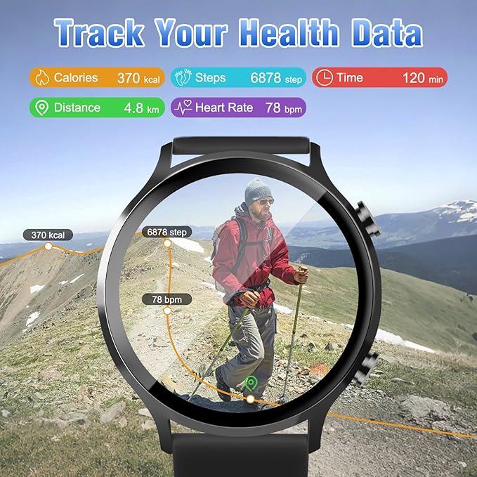 Smart Watch 2025 Upgraded, 1.39" HD Fitness Watch for Men/Women, IP68 Waterproof Watch with Heart Rate/Blood Oxygen/ Sleep Monitor 110+ Sports Modes, Long-Lasting Battery Compatible with Android/iOS