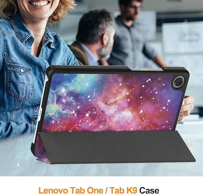 Case for Lenovo Tab One 8.7'' / Tab K9 Case, Folding Folio Ultra-Thin PU Leather Stand Case Cover with Auto Wake/Sleep for Lenovo Tab K9 8.7 Inch Outer Space
