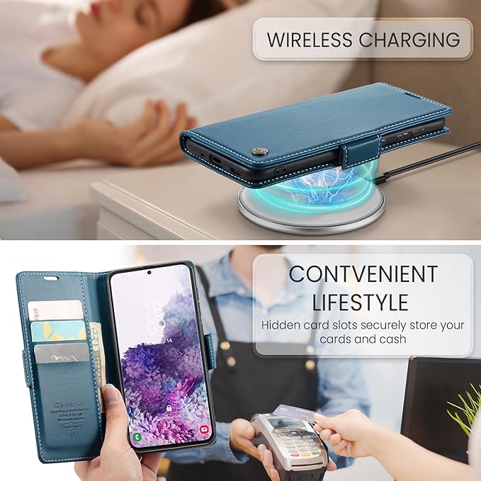 Case for Samsung Galaxy S20 Wallet Case, RFID Blocking PU Leather Flip Folio Cover Card Holder Kickstand Shockproof Phone Case Compatible with Samsung Galaxy S20, Blue