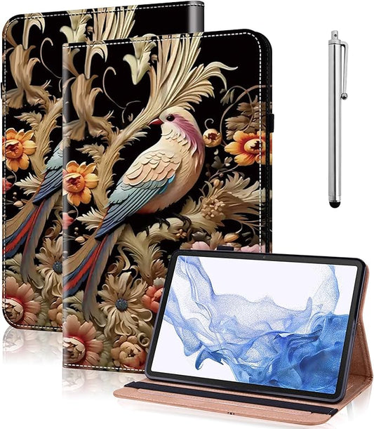 Case for Lenovo Tab M9 Cover 9.0 inch (TB-310FU,2023 Released),PU Leather Flip Stand Case with Elastic Band for Lenovo Tab M9 Tablet - Flower Birds