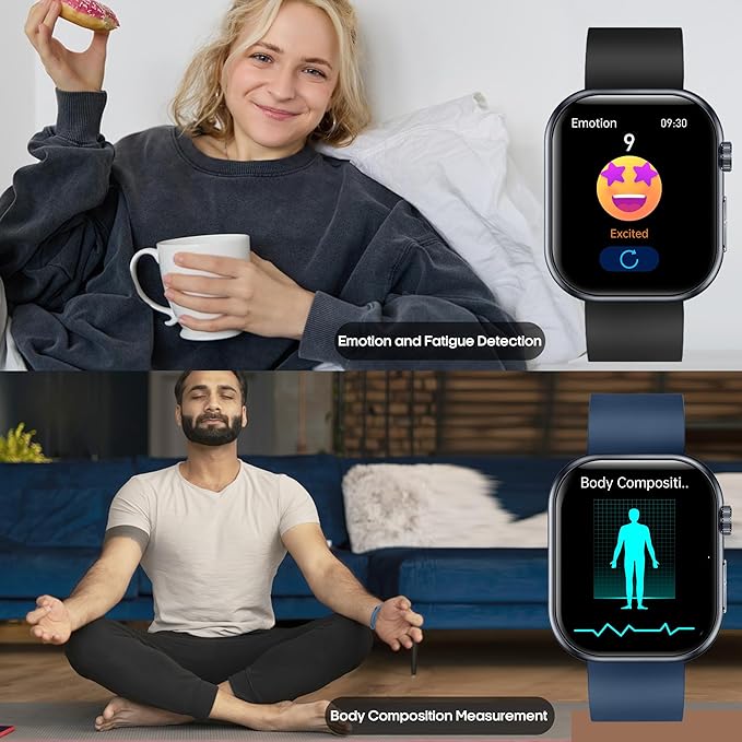 Smart Watch for Men Women (Receive/Make Calls), 1.96" AMOLED Slim Sports Fitness Tracker, Heart Rate/Sp02/Sleep Monitoring, SOS, IP68 Waterproof, Pedometer for Android/iOS (Blue)