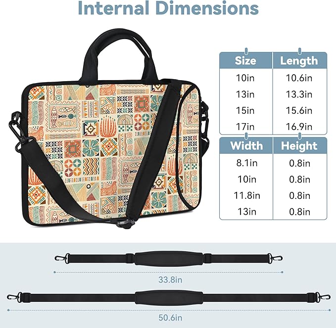 RICHEN 14 15 15.4 15.6 inch Laptop Shoulder Bag Messenger Bag Notebook Handle Sleeve Neoprene Carrying Case with Accessories Pocket (14-15.6 inch, Geometric Drawing)