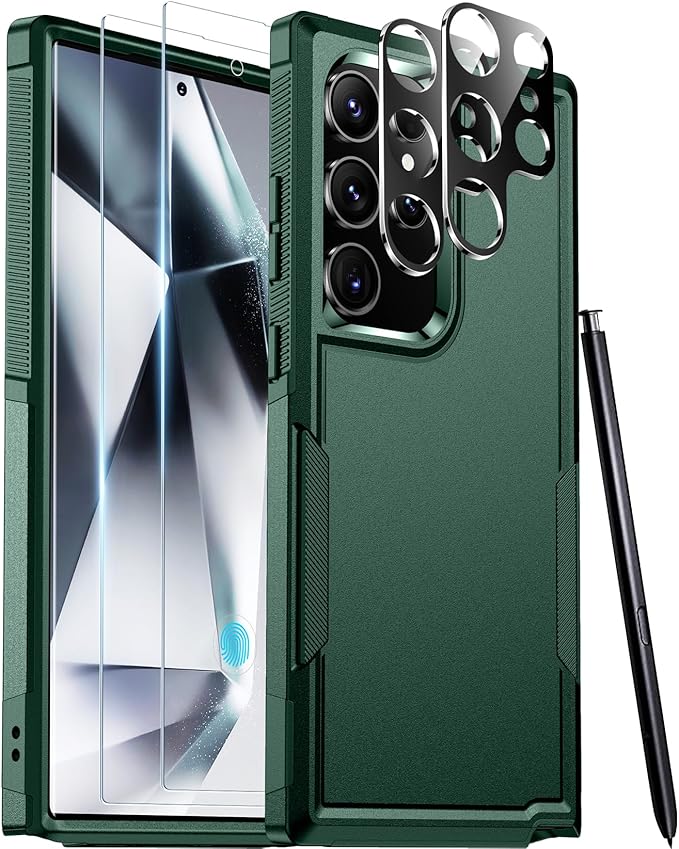 Red2Fire for Samsung Galaxy S24 Ultra Case, [Military Grade Drop Protection] Non-Slip Heavy Duty Full Body Shockproof Protection Phone Case for S24 Ultra Case 6.8 inch, Deep Green