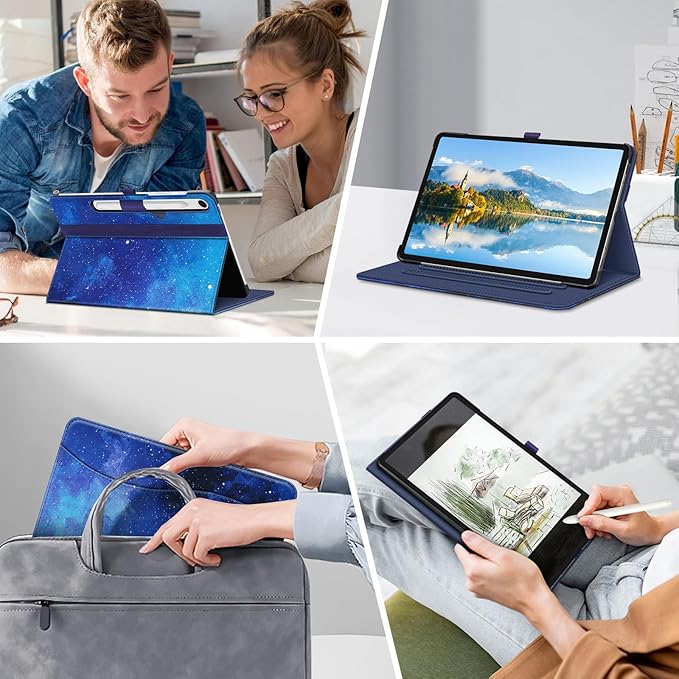 Fintie Case for Samsung Galaxy Tab S10 Lite/ S10 FE/ S9 FE 5G 10.9 Inch/Tab S9 11 Inch with S Pen Holder, Multi-Angle Viewing Protective Cover with Pocket, Auto Sleep/Wake, Starry Sky
