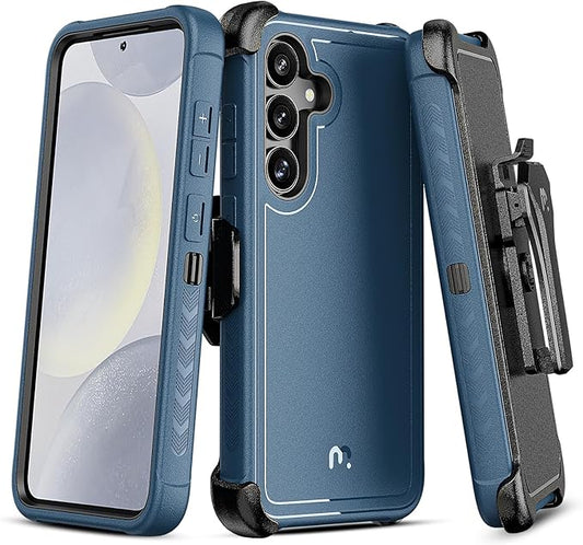 M MYBAT PRO Maverick Series for Samsung Galaxy S25 Case with Belt Clip Holster, Heavy Duty Military Grade Drop Protective Case w 360° Rotating Stand (No Screen Protector) Blue
