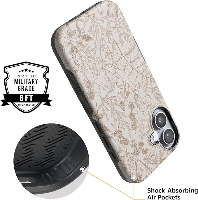 Casely iPhone 17 Case | Beige Garden | Neutral Floral | Compatible with MagSafe | Bold Protective Design