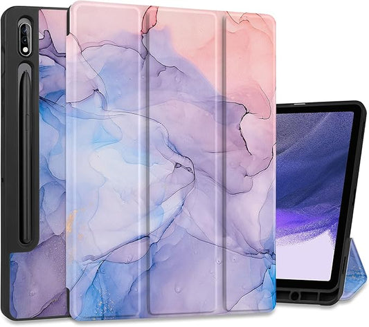 Case for Samsung Galaxy Tab S8 2022 & S7 2020, Shockproof Tablet Case for Samsung Tab S8/S7 11 inch with Auto Sleep/Wake & Trifold Stand & Soft TPU Back Cover, Abstract Marble