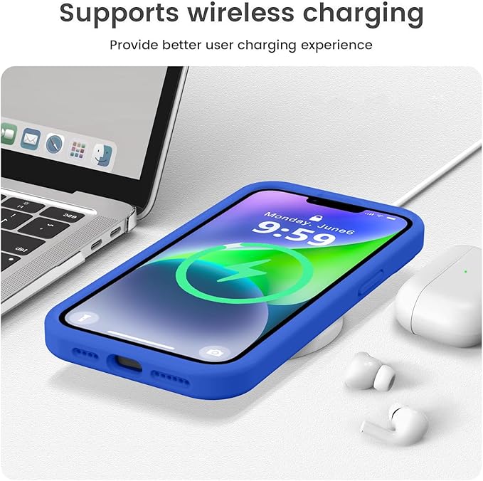 Vooii Compatible with iPhone 13 Pro Max Case, Liquid Silicone Upgrade [Camera Protection] [Soft Anti-Scratch Microfiber Lining] Shockproof Phone Case for iPhone 13 Pro Max 6.7 inch - Klein Blue