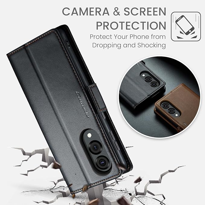 for Samsung Galaxy S25 Edge Case, Premium PU Leather Wallet Case Flip Cover with [RFID Blocking][Card Holder][Stand Function] Shockproof Protective for Samsung Galaxy S25 Edge, Black