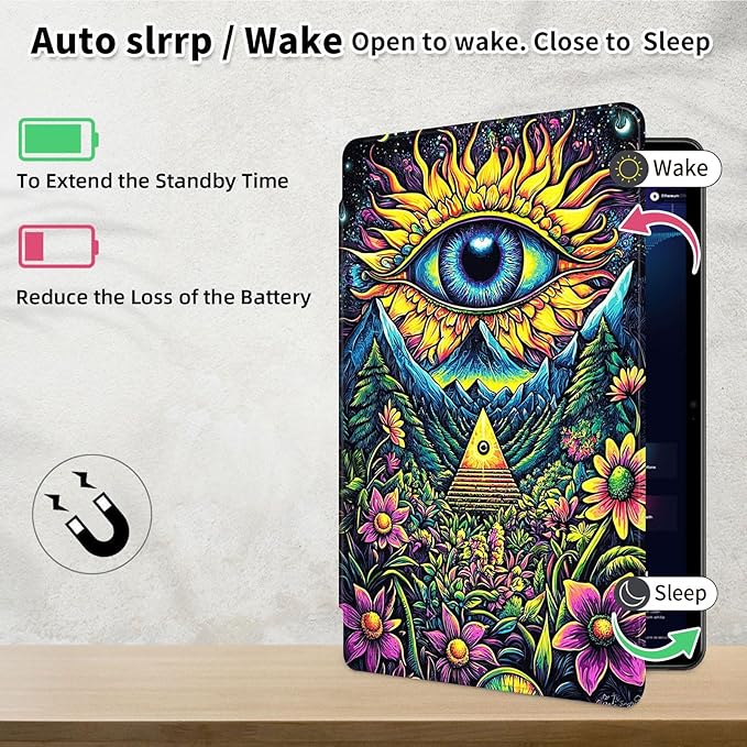 Case for Samsung Galaxy Tab A9 8.7 Inch 2023 Tablet Case, 360 Degree Rotating Folio Stand Smart Cover for Samsung Galaxy Tab A9 Tablet, Auto Sleep/Wake, Eye Flowers