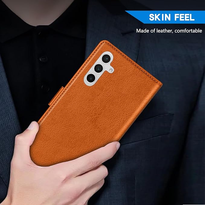 ZZXX for Samsung Galaxy S25 Wallet Case with [RFID Blocking] Card Slot Kickstand Magnetic Closure Leather Flip Fold Protective Phone Case for Samsung Galaxy S25 5G Case Wallet(Brown-6.2 inch)