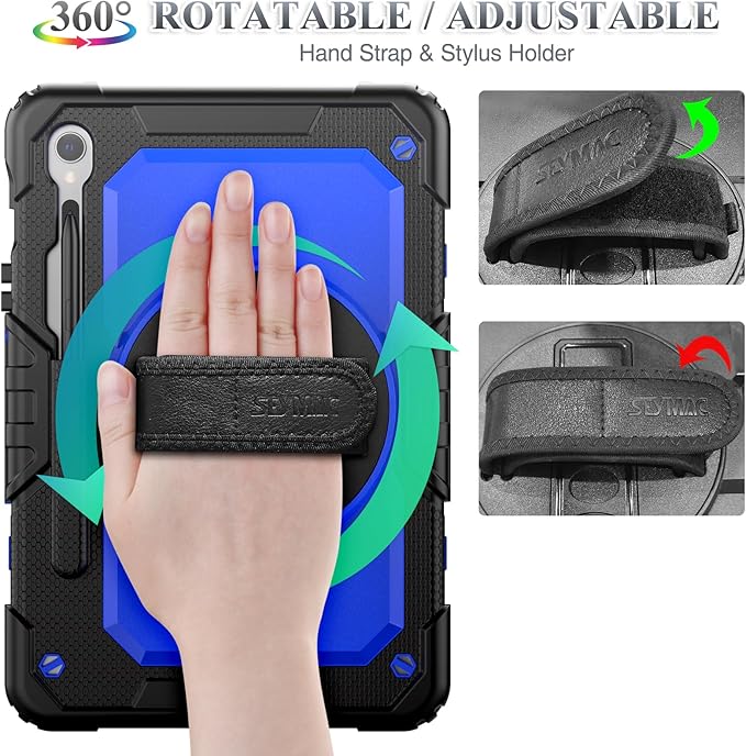 SEYMAC stock Case for Samsung Galaxy Tab S10 Lite / S10 FE / S9 FE 5G / S9 Tablet Case 10.9''/ 11'' Protective with Screen Protector, Pen Holder, 360 Rotate Stand, Hand Strap, Shoulder Strap, Blue1