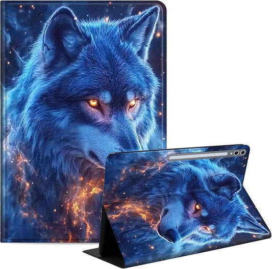 Case for Samsung Galaxy Tab S10 Ultra/Galaxy Tab S9/S8 Ultra 14.6-Inch, Slim PU Leather Stand Cover with Auto Wake/Sleep, Multi-Angle Viewing & Shockproof, Blue Wolf