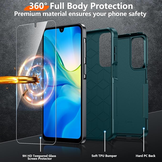 Red2Fire Designed for Samsung Galaxy A16 5G Case, [Military Grade Drop Protection] Non-Slip Heavy Duty Full Body Shockproof Protection Phone Case 6.7 inch,Dark Green