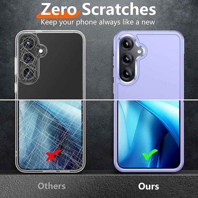 Red2Fire for Samsung Galaxy S25 Case, [Military Grade Drop Protection] Heavy Duty Full Body Shockproof Protection Non-Slip Phone Case for S25 Case 6.2 inch,Light Purple