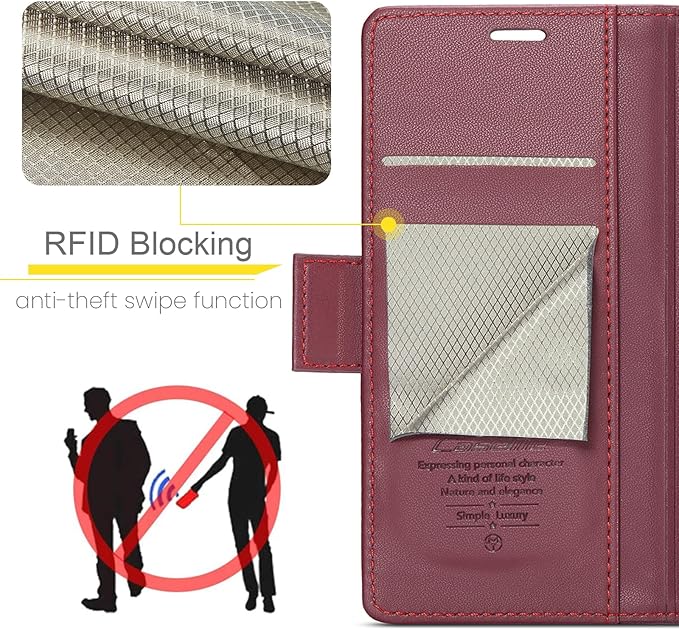 SINIANL for Samsung Galaxy S24 FE Wallet Case with RFID Blocking, Samsung S24 FE Case Wallet for Women Men with Card Holder Magnetic Clasp Kickstand Leather Book Folio Case for Galaxy S24 FE Red