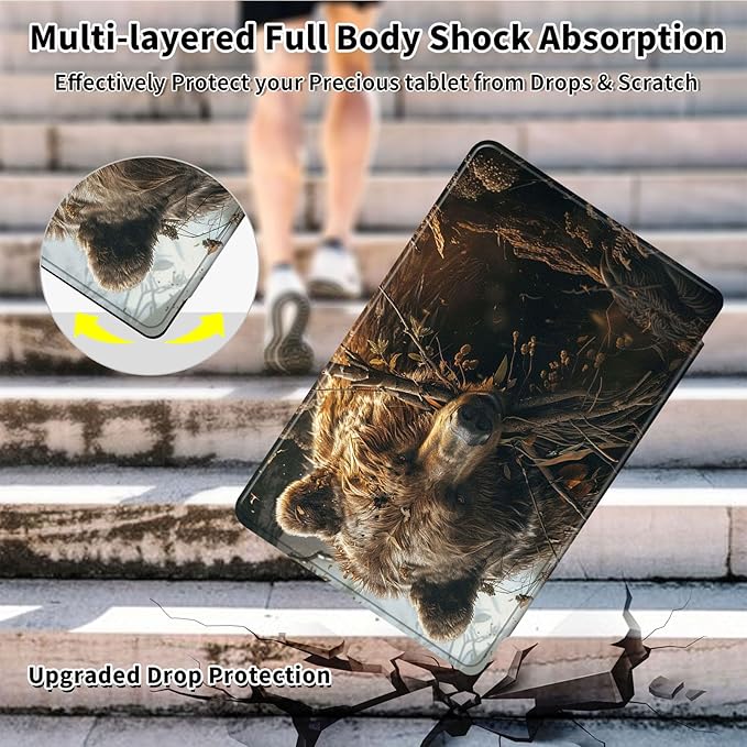 Case for Samsung Galaxy Tab A9 8.7 Inch 2023 Tablet Case, 360 Degree Rotating Folio Stand Smart Cover for Samsung Galaxy Tab A9 Tablet, Auto Sleep/Wake, Brown Bear