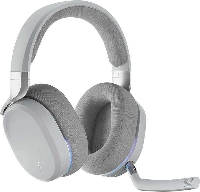 Fractal Design Scape Light - Wireless PC Gaming Headset - Detachable Flip-to-Mute Microphone with Noise Cancellation - Battery Life Up to 40 Hours - Configurable Ambient Lighting - Gray