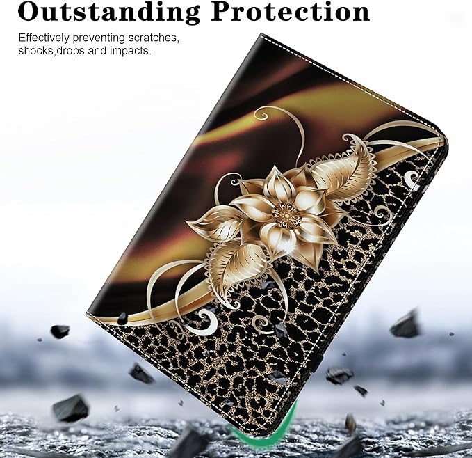 Case for Lenovo Idea Tab Pro 12.7 inch 2025 Tablet, Multi-Angle Viewing Premium PU Leather Stand Case with Elastic Strap & Card Slots/Holder for Lenovo Idea Tab Pro 12.7" - Metallic Flower