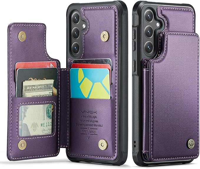 Vinich for Samsung Galaxy S24 Plus Wallet Case with Card Holder, RFID Blocking Credit Slots Kickstand Shockproof Phone Cover for Women Men, Purple