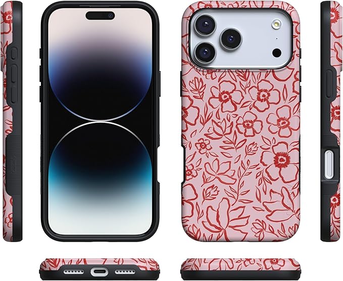 Casely iPhone 17 Pro Case | Blush Garden | Floral Doodle | Compatible with MagSafe | Bold Protective Design