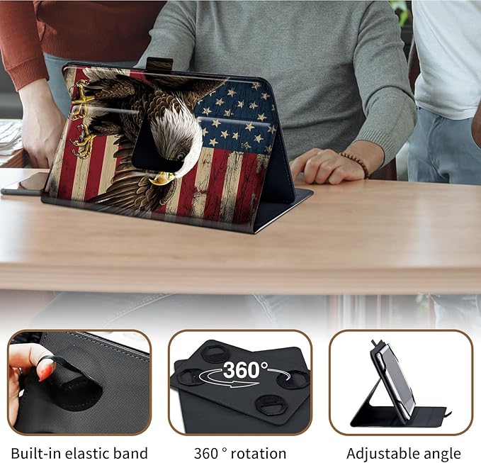 Case for Lenovo Tab P11 Pro Gen 2 11.2" 2022,Mxfdegf 360 Degree Rotating Stand and Magnetic Closure Case for 11.2 inch Lenovo Tab P11 Pro 2nd Generation,American Flag Owl