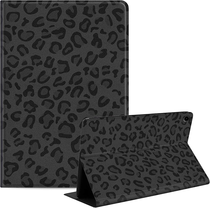 Case for Samsung Galaxy Tab A9+/A9 Plus 11” 2023 Model (SM-X210/X216/X218), Slim PU Leather Stand Cover with Auto Wake/Sleep, Multi-Angle Viewing & Shockproof, Black Leopard Print