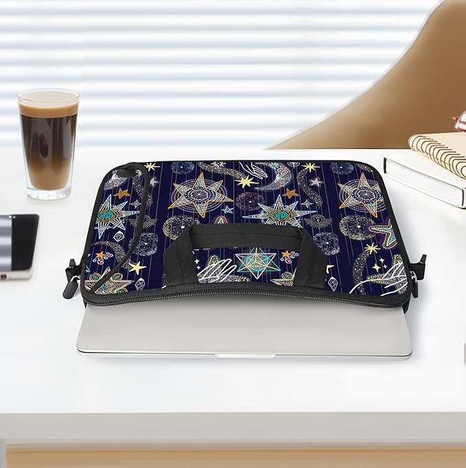 RICHEN 14 15 15.4 15.6 inch Laptop Shoulder Bag Messenger Bag Notebook Handle Sleeve Neoprene Carrying Case with Accessories Pocket (14-15.6 inch, Stars)