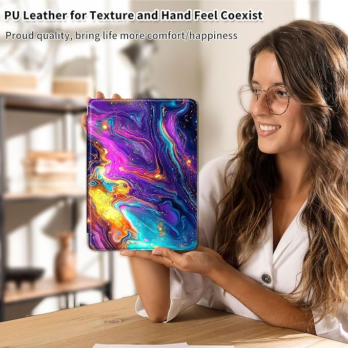 Case for Samsung Galaxy Tab S10 FE / S9 FE 5G 10.9 inch & Tab S9 11 inch, PU Leather 360° Rotating Stand Cover, Auto Sleep/Wake, Folio Smart Protective Cover, Colorful Marble