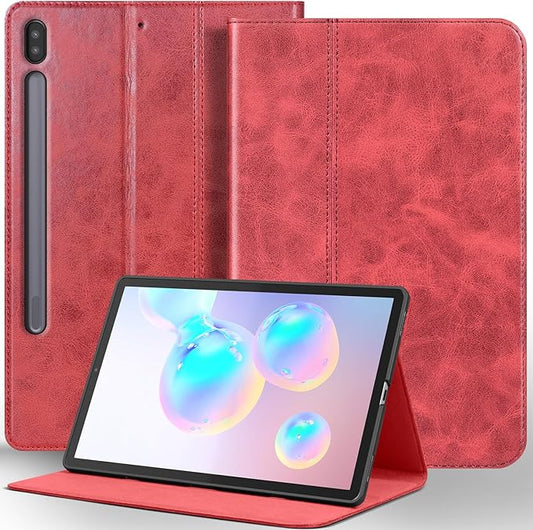 for Samsung Galaxy Tab S6 10.5 inch Case 2019 Model(SM-T860/T865/T867) Genuine Leather Cover Protective Shell,Auto Wake/Sleep.Red
