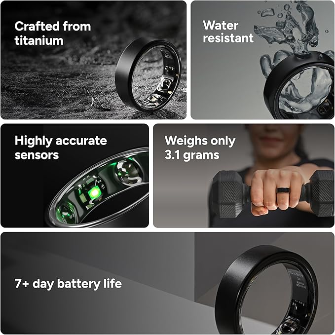 Gabit Smart Ring | 7+ Day Battery, Cycle Tracking | Sleep, Fitness, Nutrition, Stress | Calorie Tracking for Weight Loss | Buy Sizing Kit First | Smart Ring for Women & Men | Titanium, Rose Gold 14
