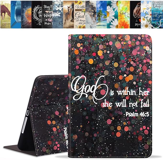 Case for Samsung Galaxy Tab A9 Plus 11 Inch 2023 Model (SM-X210/X216/X218), Slim Lightweight PU Leather Stand Cover with Auto Wake/Sleep, Bible Verse Psalm 46:5