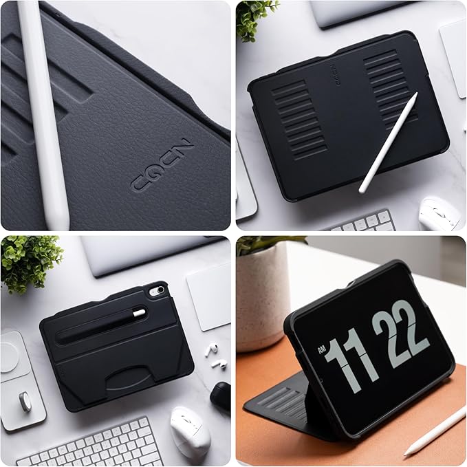 ZUGU CASE for iPad Air 11 (M3 2025 / M2 2024) iPad Air 4 & 5 10.9 Inch (2020/2022) - Protective, Ultra Thin, Magnetic Stand, Sleep/Wake Cover with Apple Pencil Charging & Storage - Black