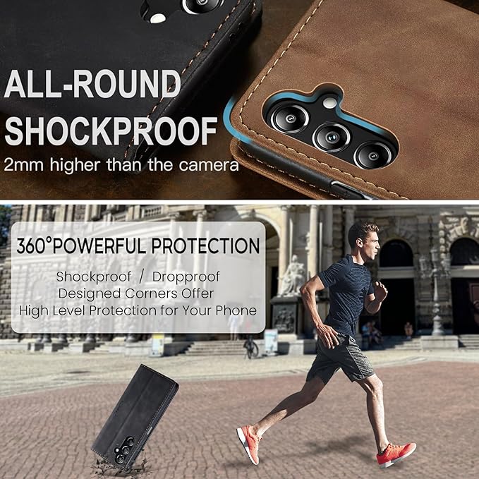 for Samsung Galaxy A16 5G Case, Flip Wallet Leather Case with Card Holder Magnetic Closure Shockproof Kickstand Protective Phone Cases Cover for Galaxy A16 5G / A16 4G, Black