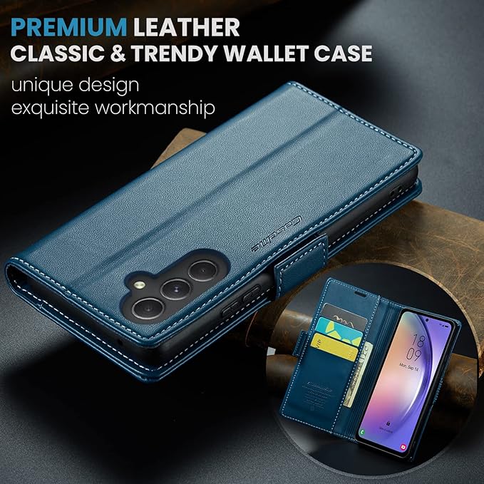 for Samsung Galaxy A54 5G Case, Premium PU Leather Wallet Case Flip Cover with [RFID Blocking][Card Holder][Stand Function] Shockproof Protective for Samsung Galaxy A54, Blue